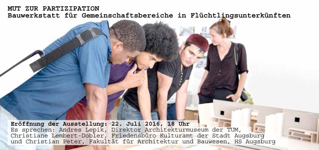 Ausstellung der Arbeiten des Wahlfaches "ALLMENDRAUM-offener Rückzugsort für Flüchtlinge", Lehrbeauftragte: Maren Kohaus, Dr. Hilde Strobel